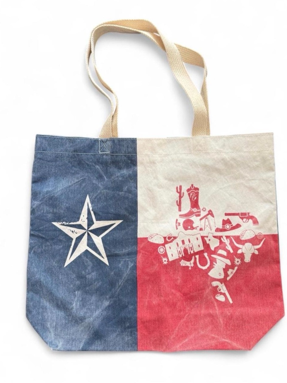 EARTHWISE Texas Flag Tote Bag. Same design on front and back.